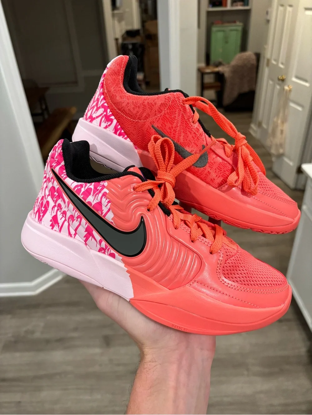Nike JA 2 Heart Eyes (GS) Size 5Y (6.5W) Pink Red Basketball Shoes | IB8833-800